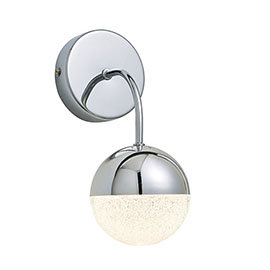 Revive Chrome LED Bathroom Wall Light with Crackle Effect Diffuser Medium Image