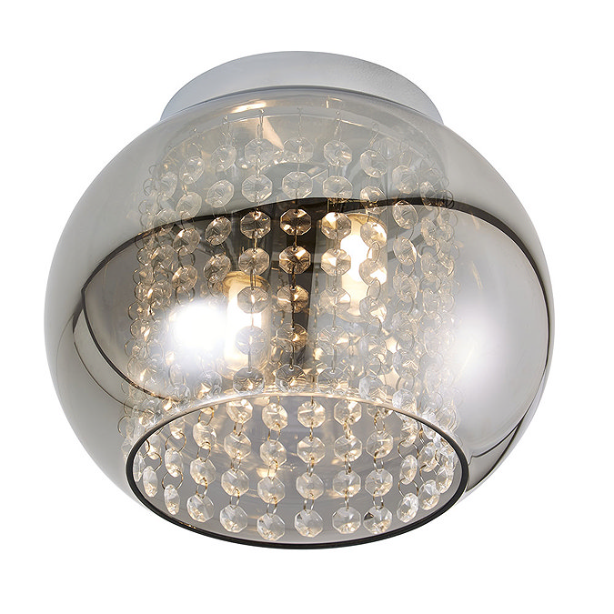 Revive Chrome/Smoked Glass 2-Light Cloche Ceiling Light Large Image