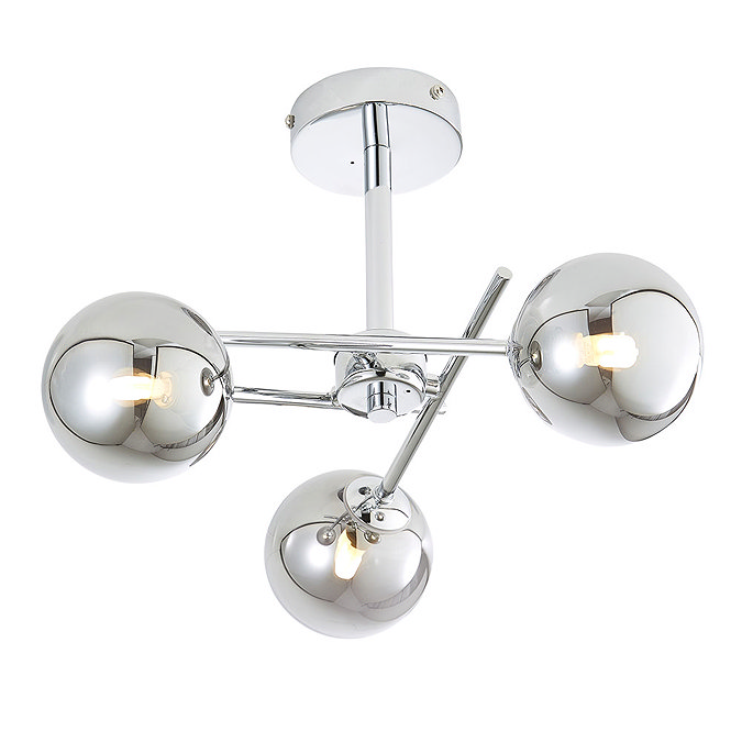 Revive Chrome/Smoked Glass 3-Light Cross Arm Ceiling Light Large Image