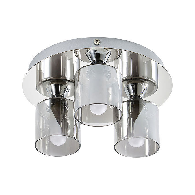 Revive Chrome/Smoked Glass 3-Light Plate Ceiling Light  Profile Large Image