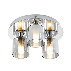 Revive Chrome/Smoked Glass 3-Light Plate Ceiling Light Large Image