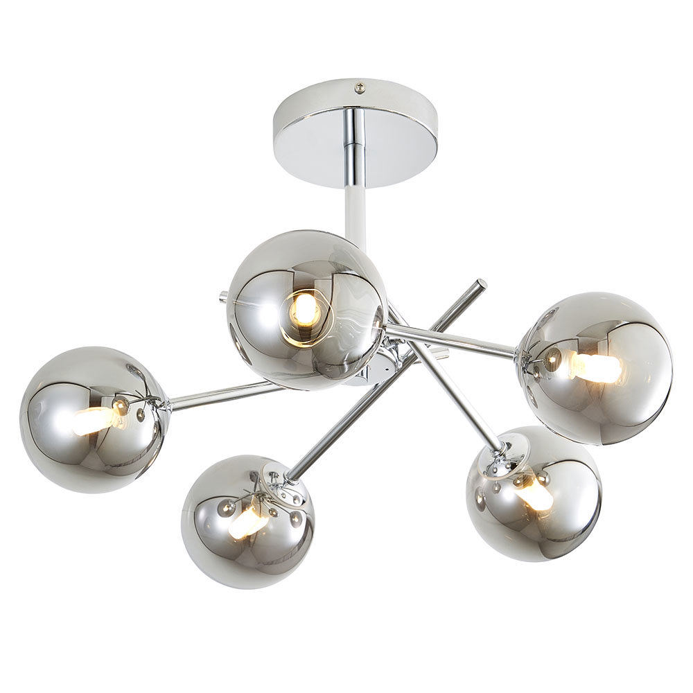 hudson pendant shade in chrome and smoked grey