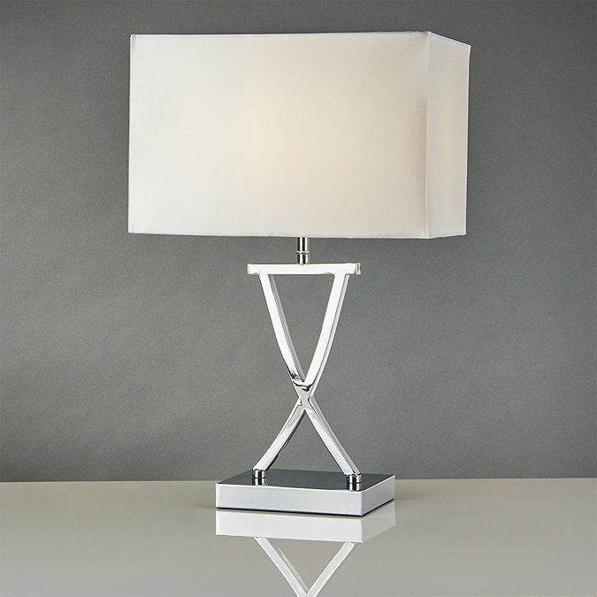 Revive Chrome Frame Table Lamp with White Rectangular Shade  Profile Large Image