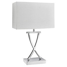 Revive Chrome Frame Table Lamp with White Rectangular Shade Large Image