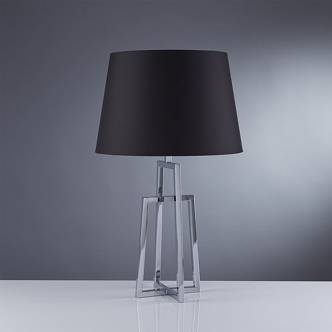 Revive Chrome Frame Table Lamp with Black Tapered Shade  Profile Large Image