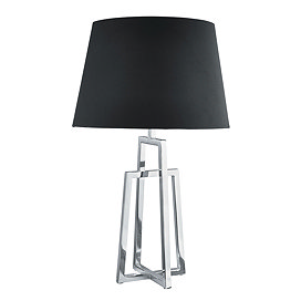 Revive Chrome Frame Table Lamp with Black Tapered Shade Large Image