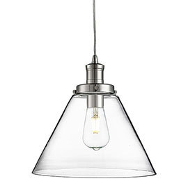 Revive Clear Glass Cone Shade Chrome Ceiling Pendant Medium Image