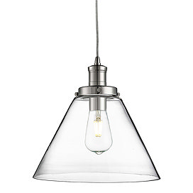 Revive Clear Glass Cone Shade Chrome Ceiling Pendant Large Image