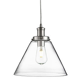 Revive Clear Glass Cone Shade Chrome Ceiling Pendant Large Image