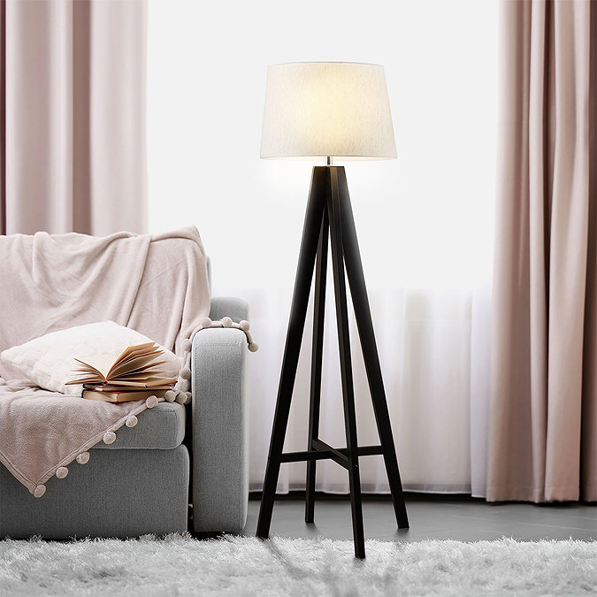 Revive Dark Wood Easel Tripod Floor Lamp  Profile Large Image