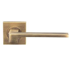 Revive Decor Square Lever Handles - Antique Brass Large Image