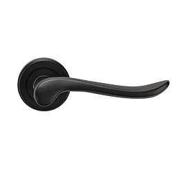 Revive Dove Round Door Lever Handles - Matt Black Large Image