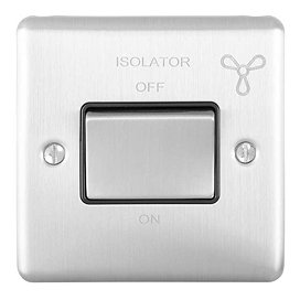 Revive Fan Isolator Switch Satin Steel/Black Large Image