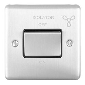 Revive Fan Isolator Switch Satin Steel/Black Large Image