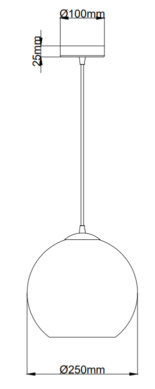 Revive Glass Ball Pendant Light - Smoked Glass, 25cm