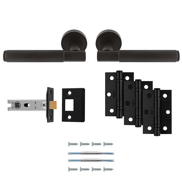 Revive Industrial knurled Ultimate Door Handle Pack Matt Black