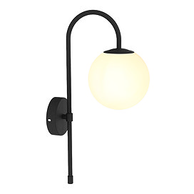 Revive Jennifer Matt Black/Opal Glass Wall Light