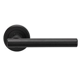 Revive Lago Round Door Lever Handles - Matt Black Large Image