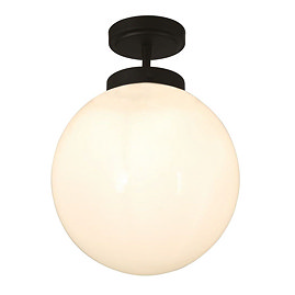 Revive Matt Black 1 Light Semi-Flush Bathroom Ceiling Light Large Image