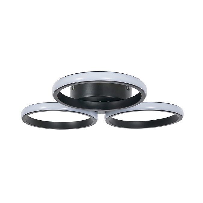 Revive Matt Black 3-Ring LED Flush Ceiling Light