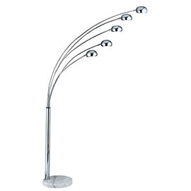 Revive Chrome 5 Light Floor Lamp with Marble Base Medium Image