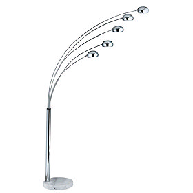 Revive Chrome 5 Light Floor Lamp with Marble Base Large Image