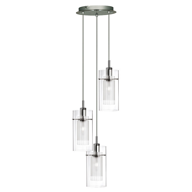 Revive Chrome 3-Light Pendant with Glass Tube Shades Large Image