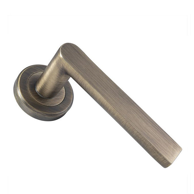 Revive Nino Round Door Lever Handles - Antique Brass  Profile Large Image