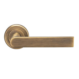 Revive Nino Round Door Lever Handles - Antique Brass Large Image