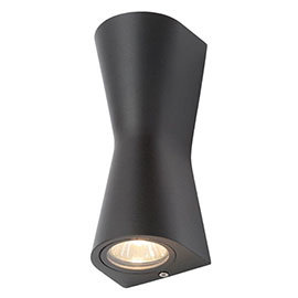 Revive Outdoor Black Double Cone Up & Down Wall Light Medium Image