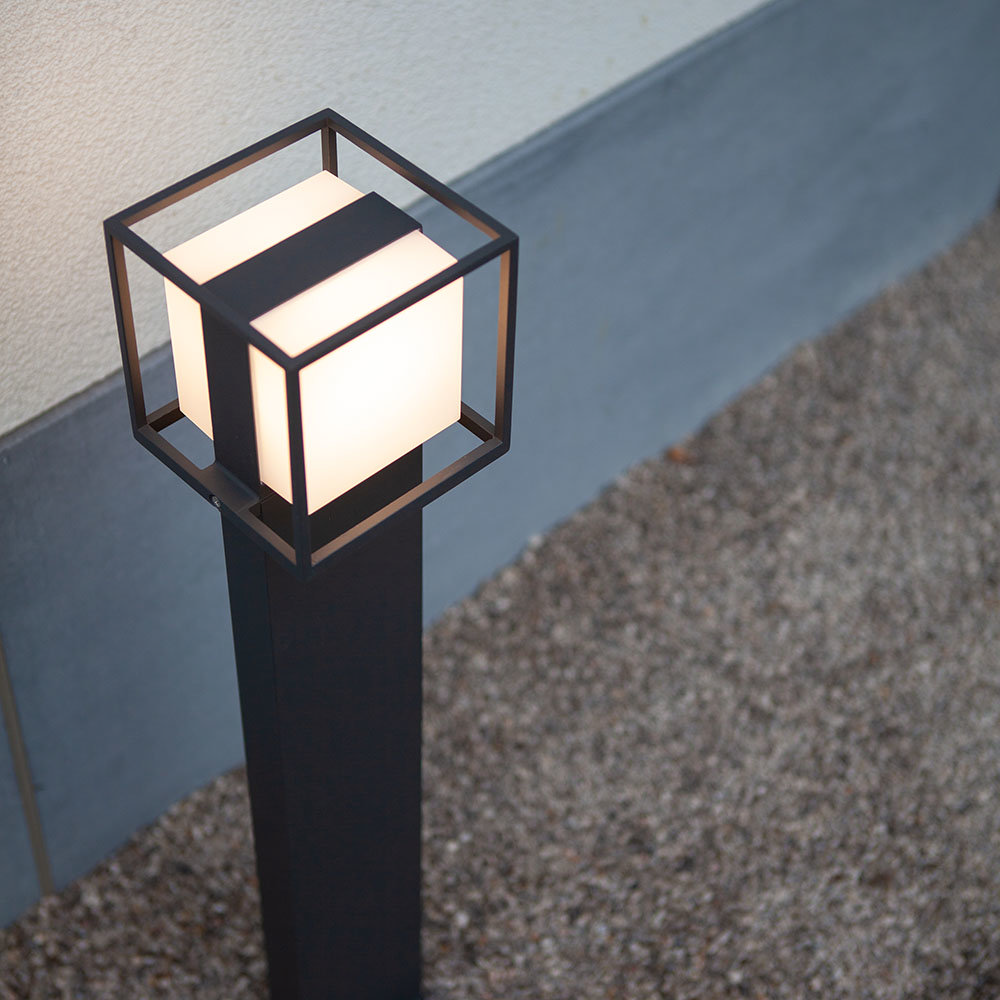 Revive Outdoor Cube Dark Grey Bollard Light  Feature Large Image