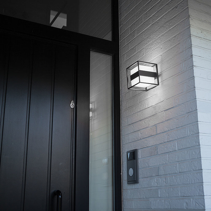 Revive Outdoor Cube Dark Grey Wall Light  Feature Large Image