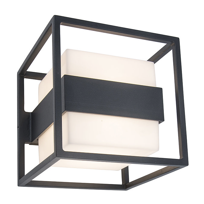 Revive Outdoor Cube Dark Grey Wall Light Large Image