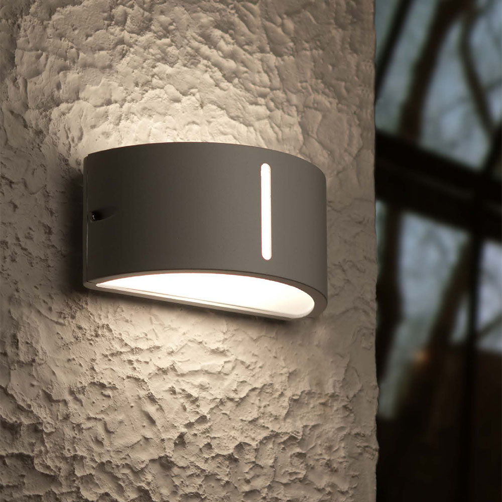 Revive Outdoor Half Round Up & Down Dark Grey Wall Light