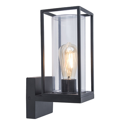 Revive Outdoor Matt Black Frame Wall Light Large Image