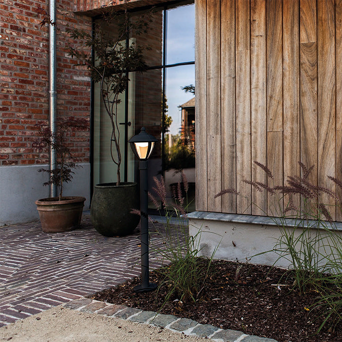 Revive Outdoor Matt Black LED Bollard Lantern Feature Large Image