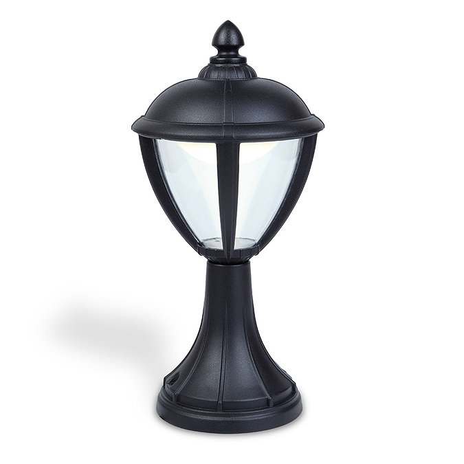 Revive Outdoor Matt Black LED Pedestal Lantern Large Image