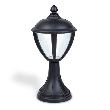 Revive Outdoor Matt Black LED Pedestal Lantern  Profile Large Image