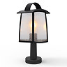 Revive Outdoor Matt Black Pedestal Light with Seeded Glass Diffuser Large Image