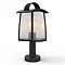 Revive Outdoor Matt Black Pedestal Light with Seeded Glass Diffuser Large Image