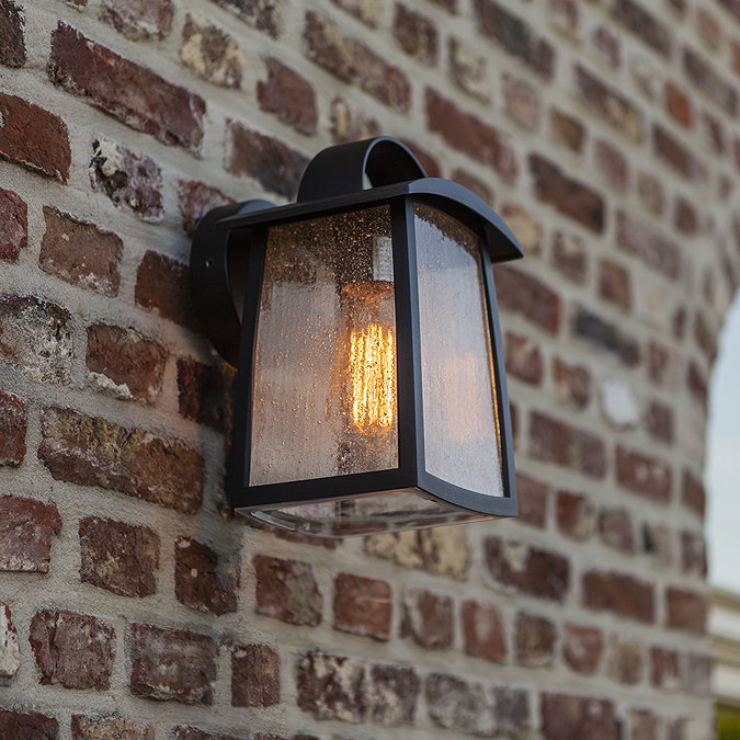 Revive Outdoor Matt Black Wall Light with Seeded Glass Diffuser  Feature Large Image