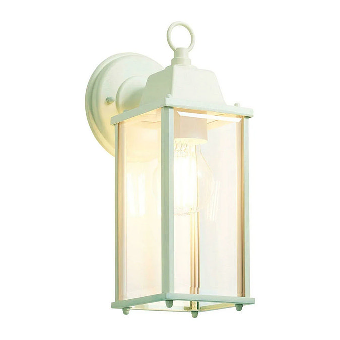 Revive Outdoor Mint Green Bevelled Glass Lantern Wall Light Large Image