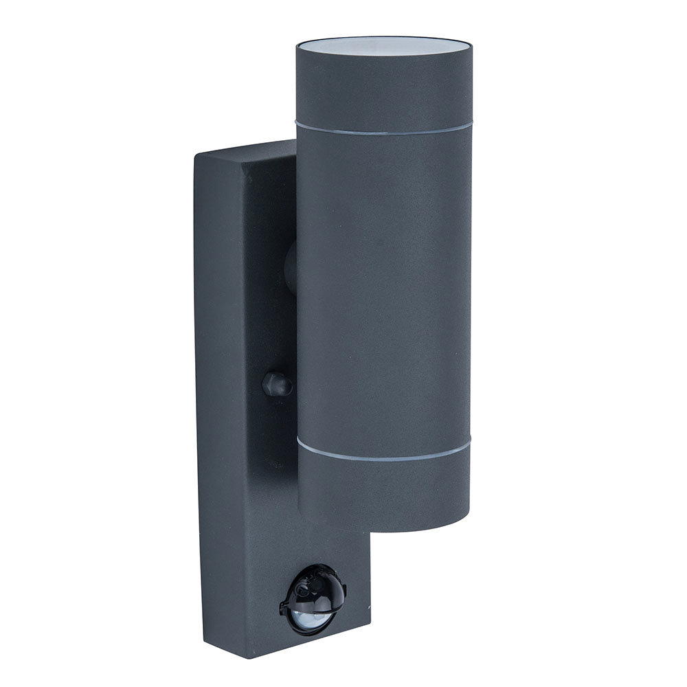 Revive Outdoor PIR Modern Black Up & Down Wall Light Large Image