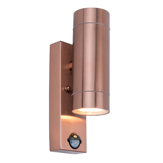 Revive Outdoor PIR Modern Copper Up & Down Wall Light  In Bathroom Large Image