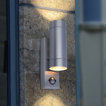 Revive Outdoor PIR Modern Stainless Steel Up & Down Wall Light  Feature Large Image