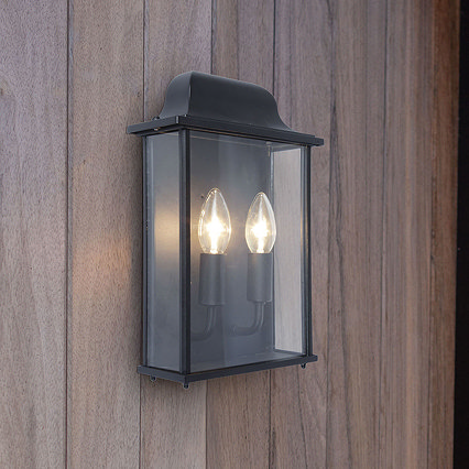 Revive Outdoor Slim Black Wall Lantern Large Image