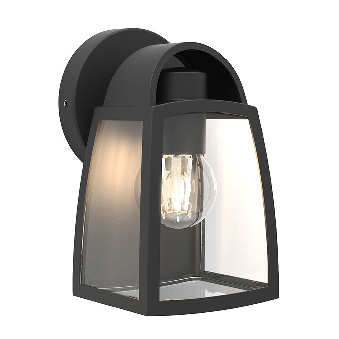 Revive Outdoor Small Matt Black Wall Light with Clear Glass Diffuser Large Image