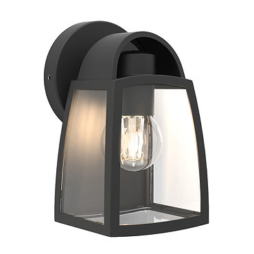 Revive Outdoor Small Matt Black Wall Light with Clear Glass Diffuser  Profile Large Image