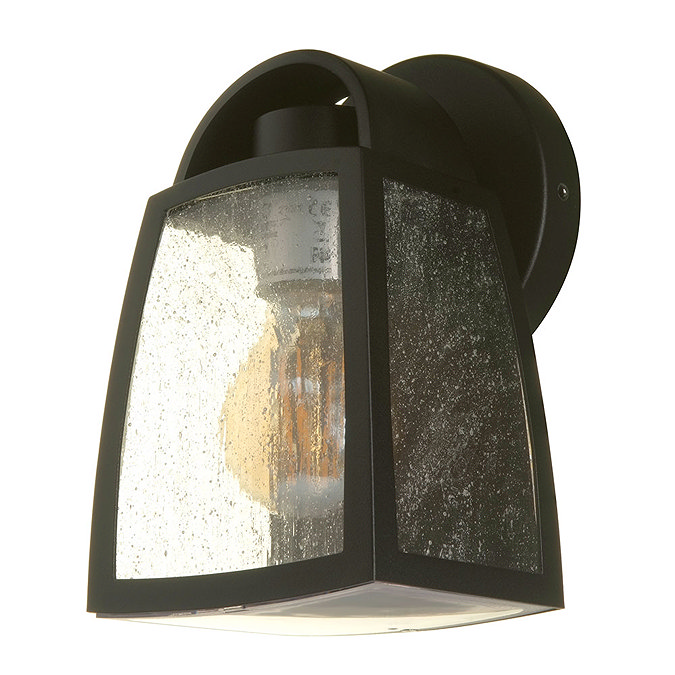 Revive Outdoor Small Matt Black Wall Light with Seeded Glass Diffuser  Feature Large Image