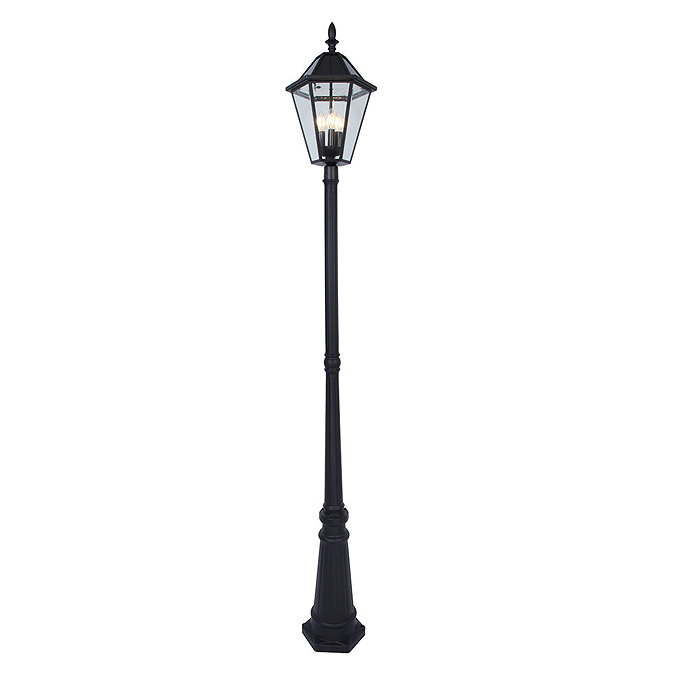 Revive Outdoor Solar Bronze 6-Panel Tall Post Lantern Large Image